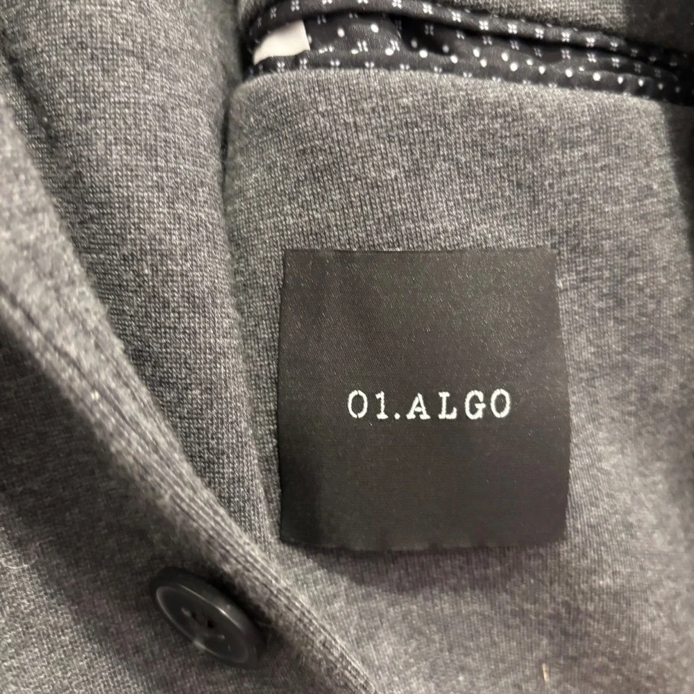 01.ALGO Mens Knit Blazer Jacket Charcoal Gray Two Button Cotton Blend sz Medium